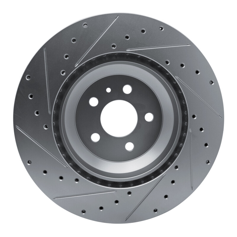 Tesla Model 3 Brake Rotor (1) - Front Right - R1 Concepts - Drilled & Slotted - Silver - `17-`25